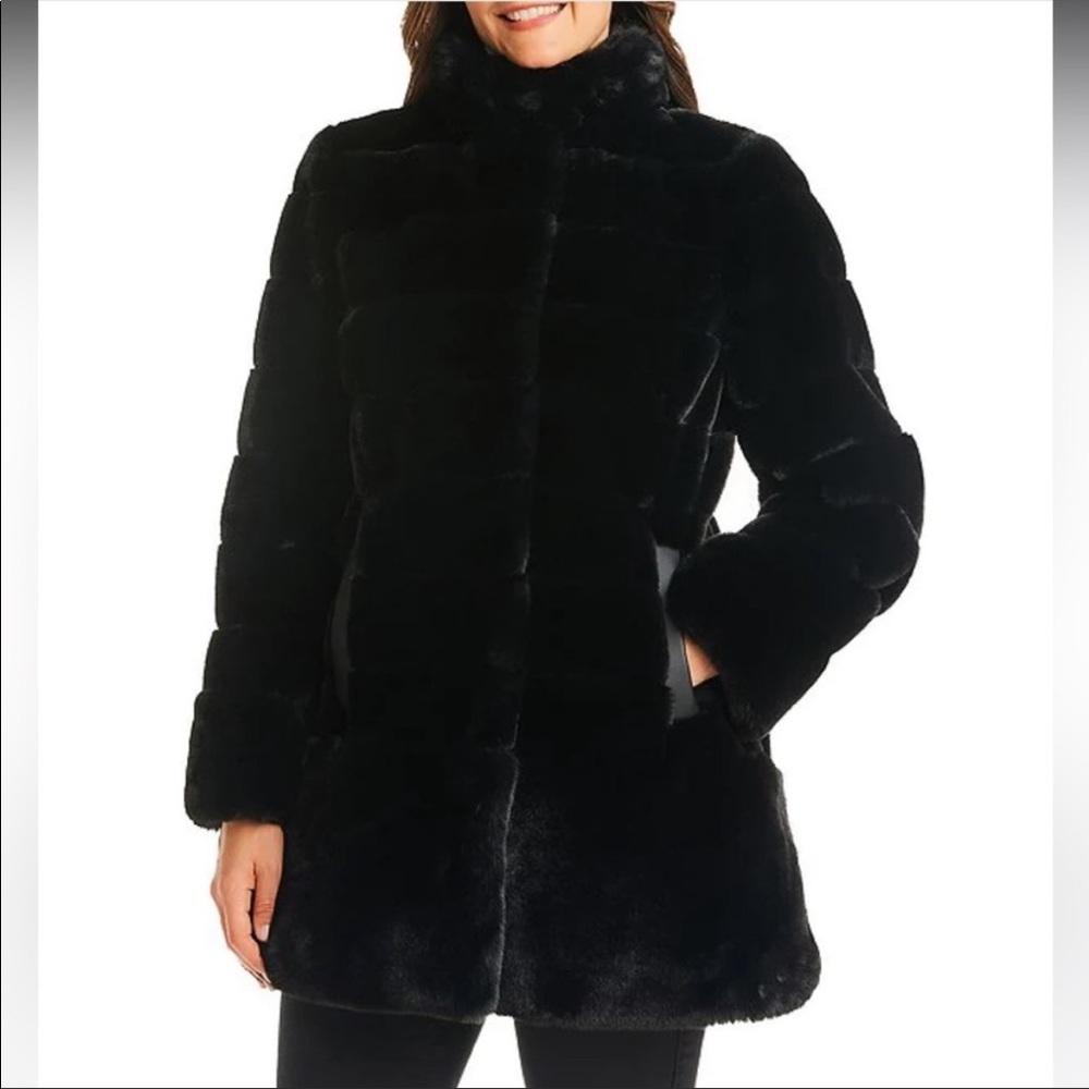 Jones New York Winter MIDI Faux Fur Coat sz xs